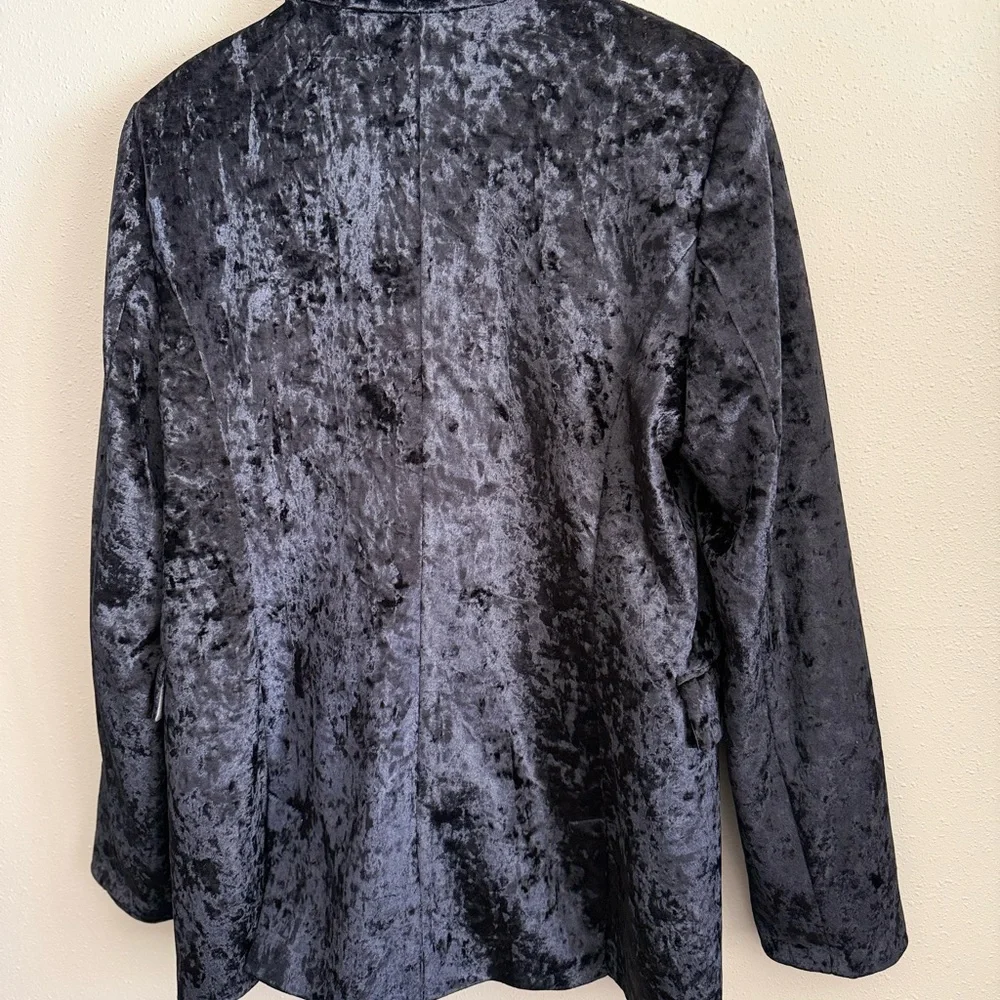 Topshop Black Crushed Velvet Blazer US 10 Double Breasted - Picture 10 of 13